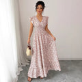 new cross-border women's fashion french & european style printed maxi dress