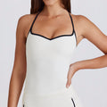 Fitness tops sling sexy spaghetti strap contrast color white stripes halter sports intimates bra vest yoga suit women