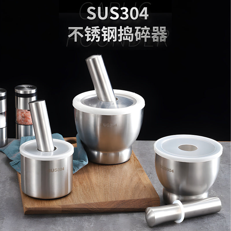 supply 304 stainless steel garlic press garlic paste handy gadget medicine jar small garlic press for home grinding bowl