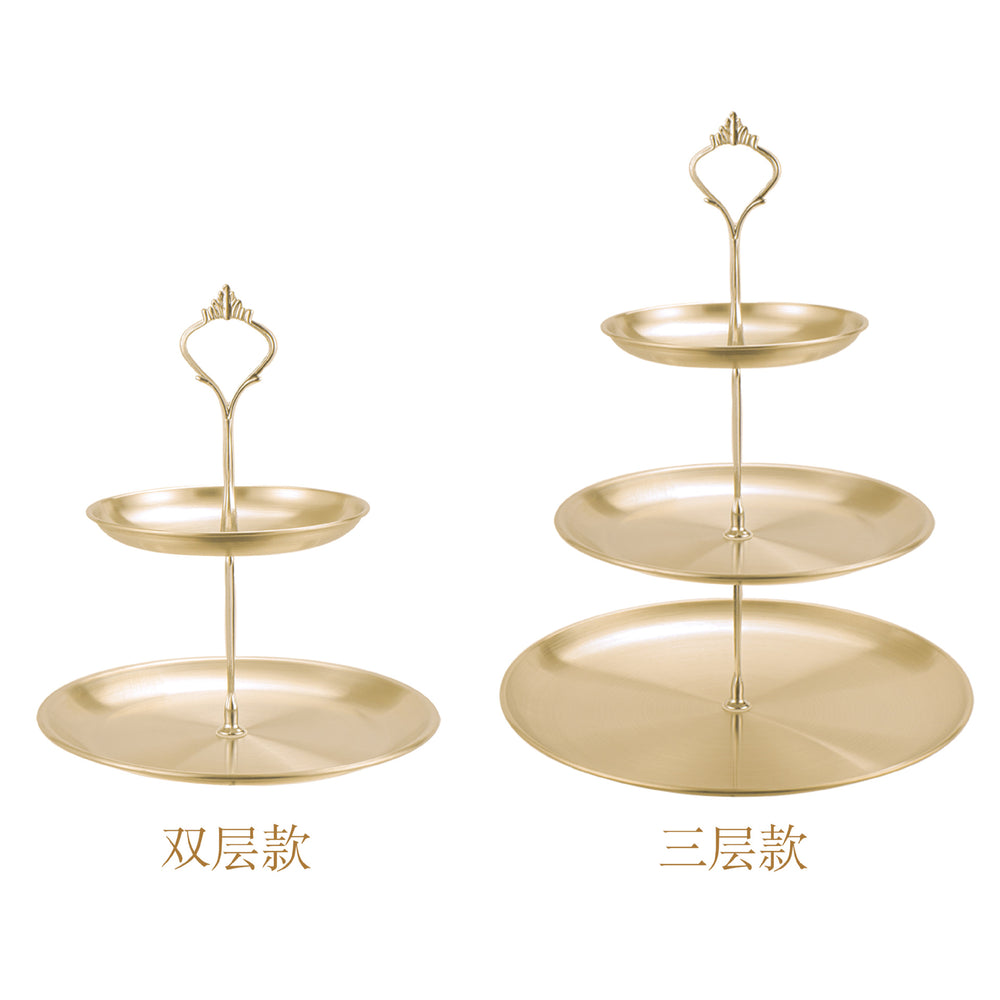 Display stand, light luxury fruit plate, dry snacks, cake, cross-border snacks, table setting, wedding stainless steel tray, three-layer display