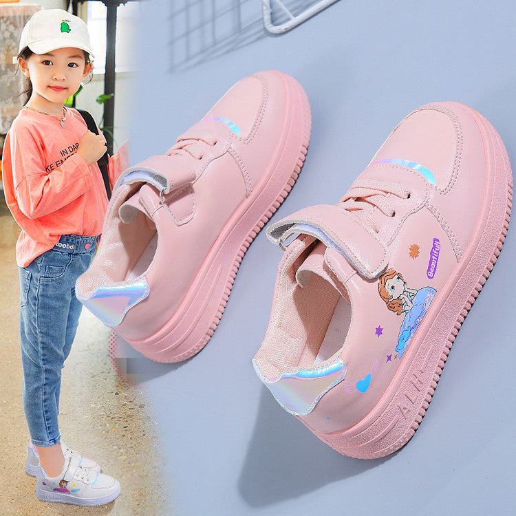 Girls shoes 2025 spring new children's little white shoes girls shoes white board shoes primary school students casual sports shoes