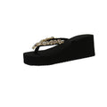 Height increasing sandals with skirt beach vacation women's summer outwear 2026 new wedge thick sole rhinestone flip flops women