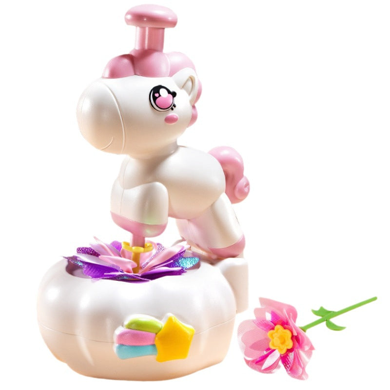 Kids pony embossing machine educational handmade flower arrangement girl play house flower art artificial bouquet bag making flower machine toy