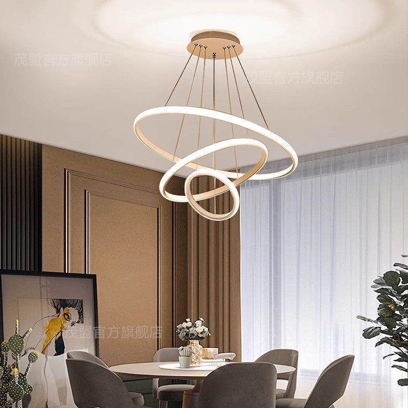 Internet celebrity LED ring chandelier bedroom restaurant light simple modern creative personality Nordic bar dining room lighting