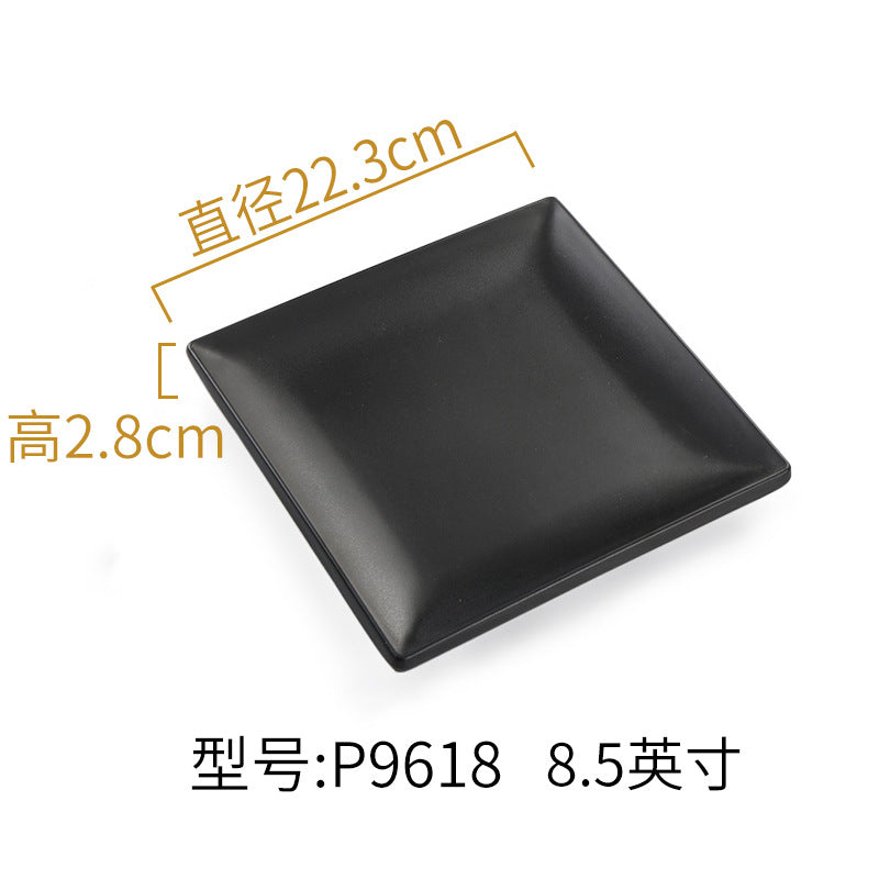 Melamine black tableware plastic dish imitation porcelain dinner plate cold dish plate barbecue hot pot plate barbecue restaurant plate commercial