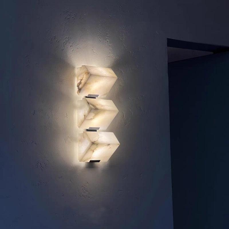 Spanish natural marble wall lamp - ideal for hotel, villa, background wall, entryway, stairwell, hallway, bedroom, and bedside decor