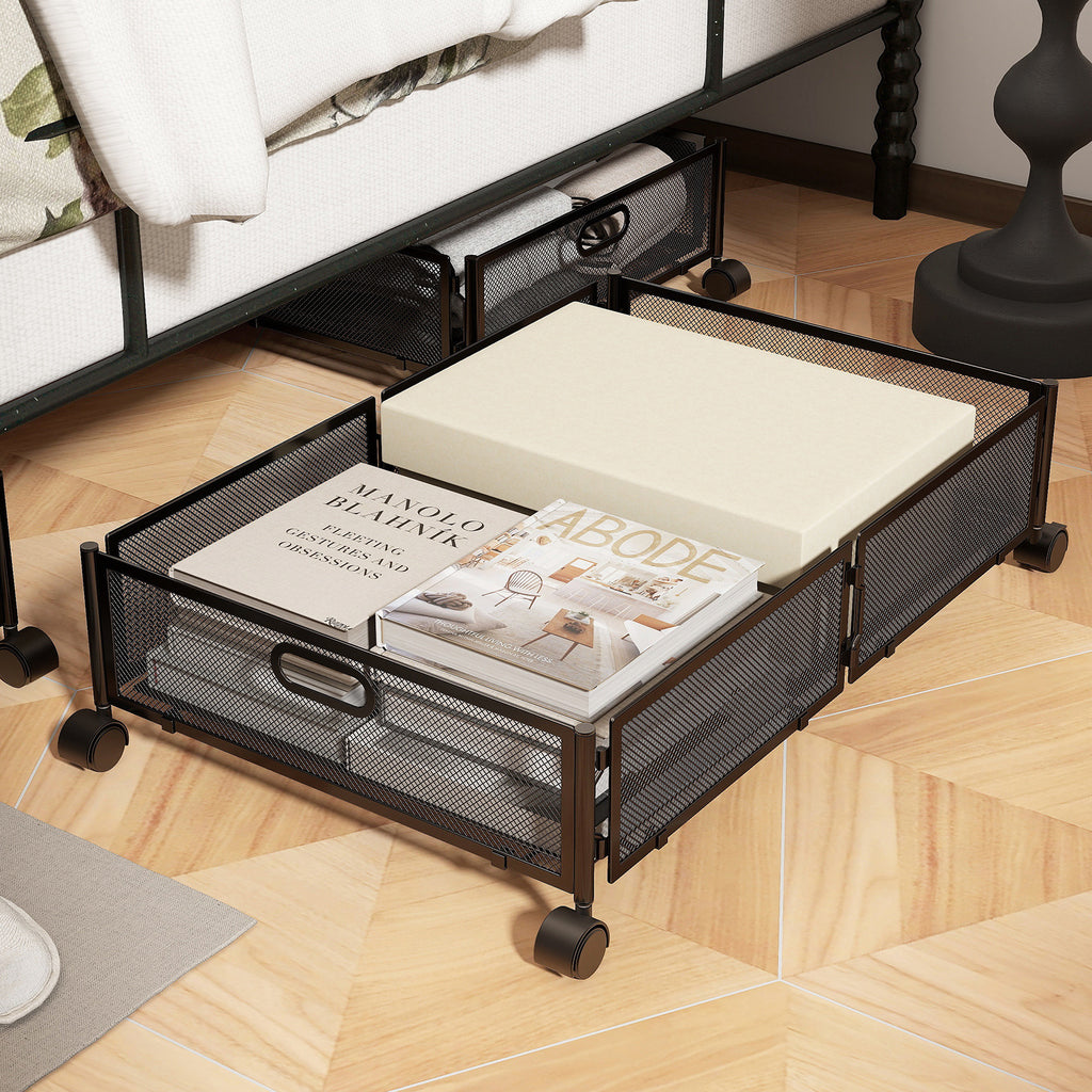 Cross-border  Under-bed Shelf Bedroom Under-bed Storage Rack Pull-out Wheel Clothing Organizer Storage Box