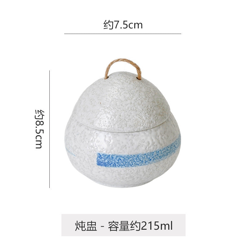 Japanese retro steamed egg cup, one-person soup cup, ceramic tableware, dessert bowl, bird's nest supplement, covered bowl, one-person stew cup
