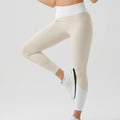 Eco-friendly recycled beauty stripe asymmetrical yoga pants - women's high-waisted leggings for fitness, outdoor running, and yoga
