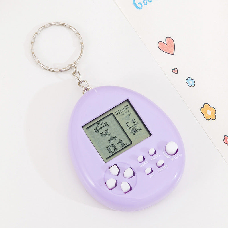 creative round keychain tetris mini game console toy handheld electronic game console charm