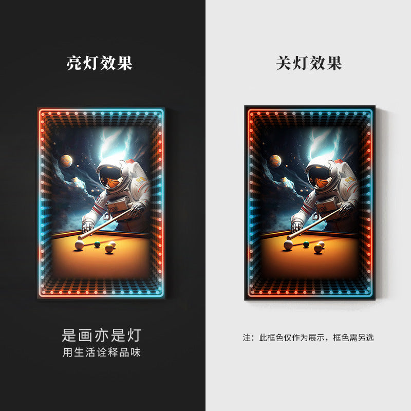 Black eight ball astronaut billiard hall wall decoration painting luminous billiard room hanging painting chess and card club atmosphere light painting
