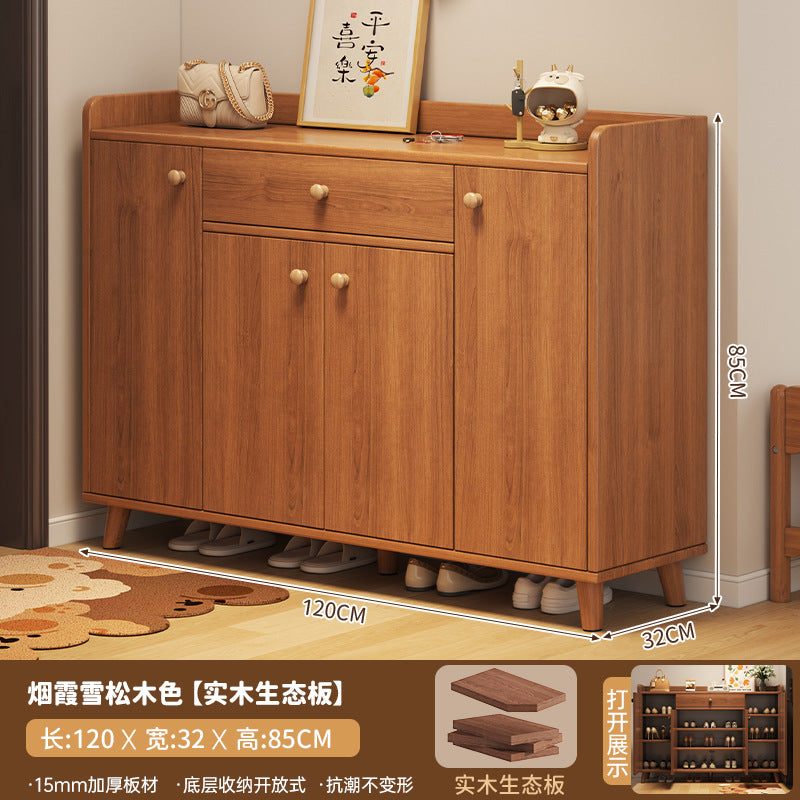 Solid wood core shoe cabinet household entrance 2025 new Chinese-style wall storage cabinet large-capacity indoor shoe rack
