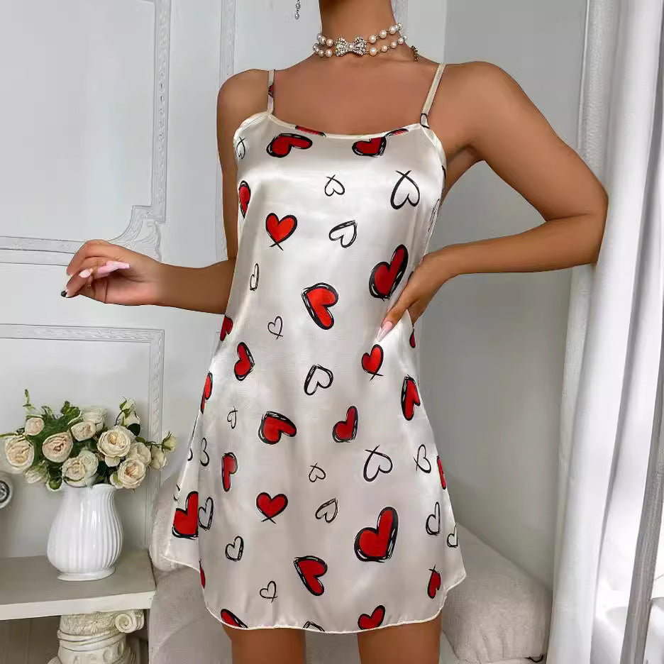 Women's ice silk camisole nightdress - sexy european & american style, lightweight, breathable, printed cami dress - wholesale