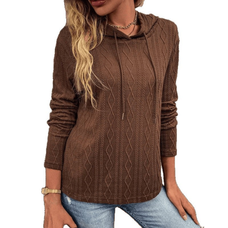 new european and american bestselling women's casual minimalist solid color pullover long sleeve hoodie