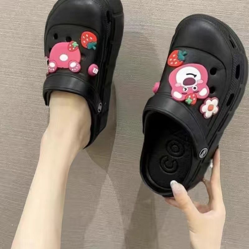 Baotou shoes heightenedthick solecute crocs women's summer slippers crocs diy accessories non-slip 2025new arrival