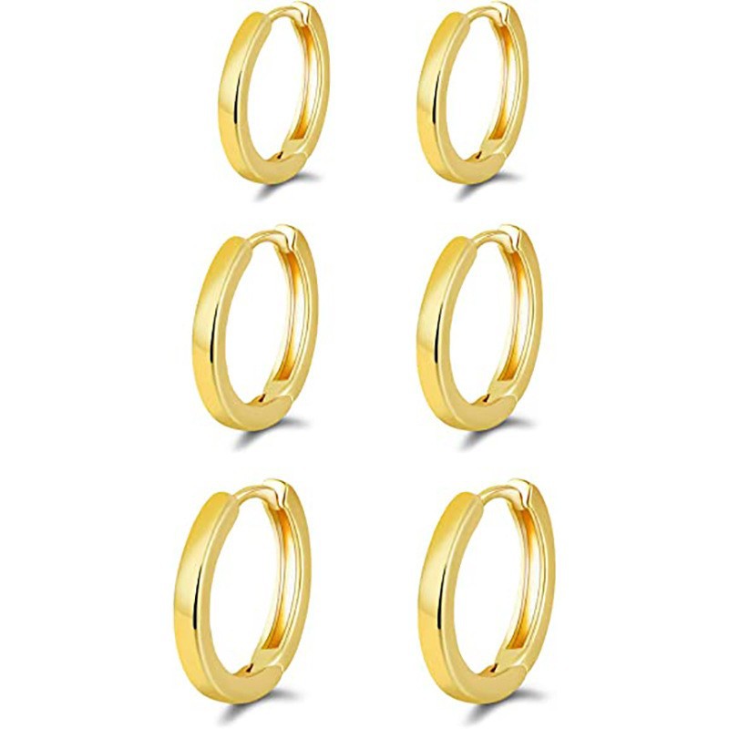 European and american cross-border hot-selling jewelry: 18k gold plated stud earrings, small hoop earrings, creative punk & hip-hop earrings