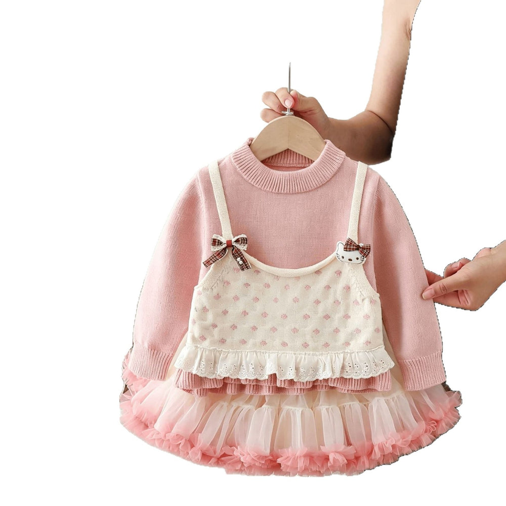 Girls' sweater set - new autumn/winter  collection - baby outfit - cartoon knit top & tutu skirt two-piece set