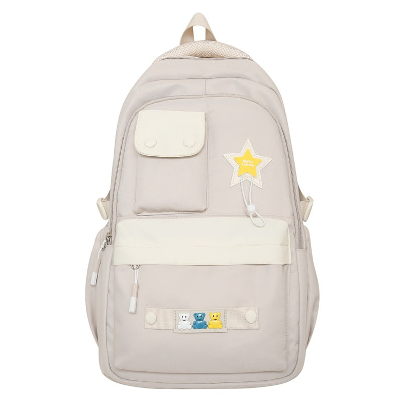 New ins college style large-capacity schoolbag Japanese simple  style backpack solid color value student bag