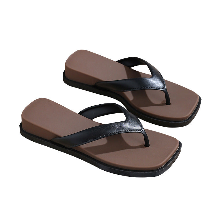 Manufacturer's new thick-soled wedge flip-flops for women, summer retro high-end outwear slippers, beach vacation flip-flops, wholesale