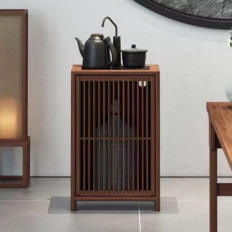 New chinoiserie tea cabinet solid wood tea cabinet tea side cabinet for homemovable tea table water boiling multi-functional storage sideboard