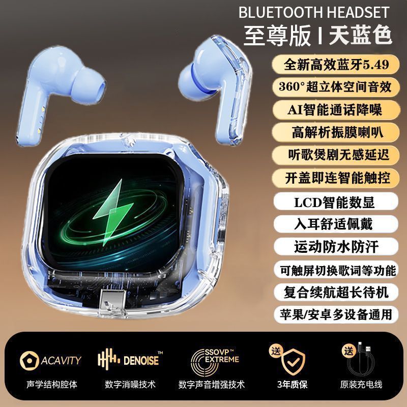 Color screen bluetooth headset wireless airmax dopamine high appearance running noise reduction in-ear yancai bone conduction