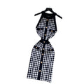 Sexy socialite accessible luxuryhalter sleeveless metal buckle silmknittingdress female french waist chidori grids skirt
