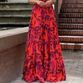 cross-border e-commerce european and american women's clothing: new summer collection - fashionable and elegant printed flutter sleeve high-waisted dress 661