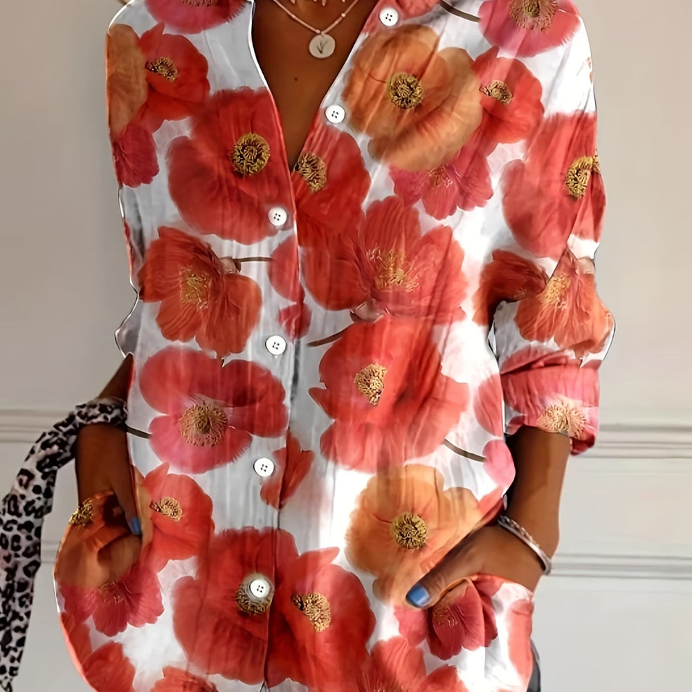 wholesale women's long-sleeved shirts, trendy all-season shirts with popular cross-border print designs, dropshipping available