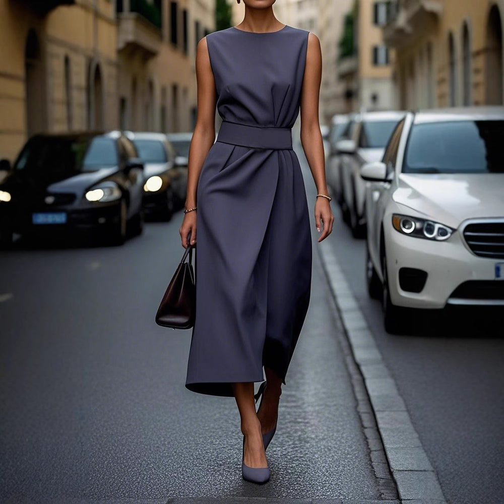 2025 new arrival: women's sleeveless crew neck fashionable casual maxi dress for summer - perfect for cross-border e-commerce, independent websites, and amazon