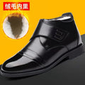 【factory direct】soft leather men's winter cotton shoes, fleece-lined casual soft leather snow boots, thickened fleece high-top leather shoes