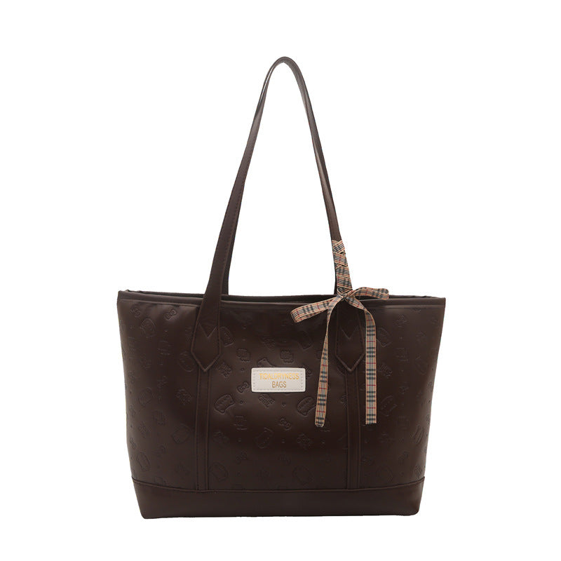 Large capacity printed tote bag for women, 2026 new style minimalist shoulder bag, korean style cute women's bag, commuter underarm bag