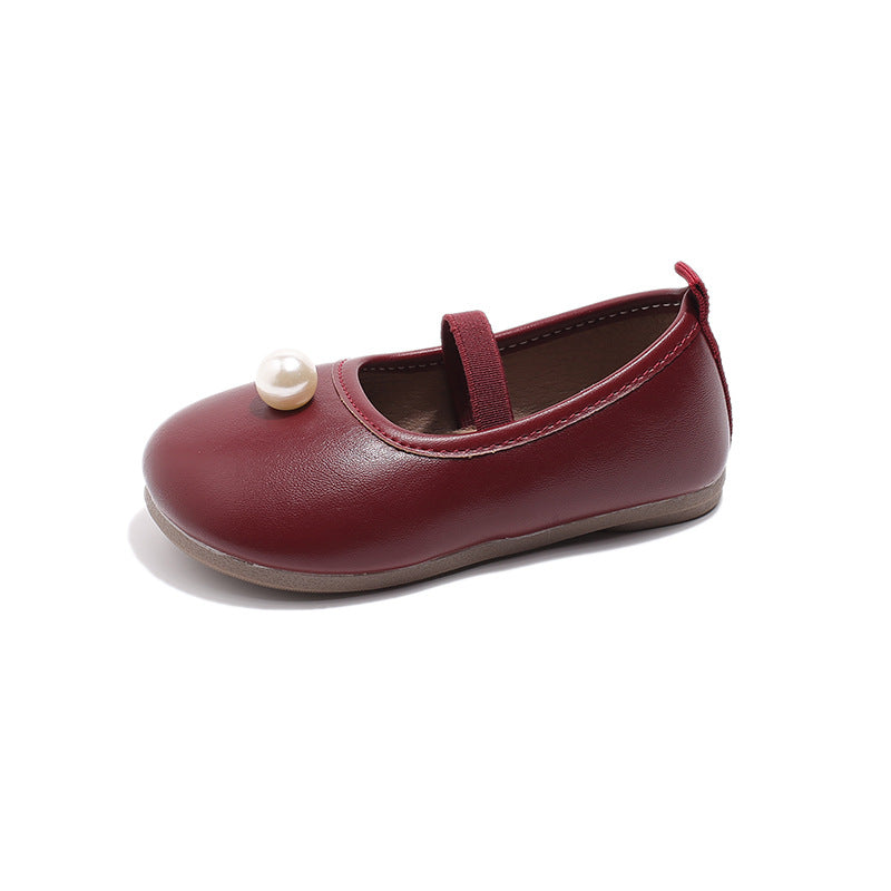 Girls Pearl Mary Jane 2025 Spring and Autumn New Korean Edition Girls Soft-soled Small Leather Shoes Children's Shallow Princess Shoes