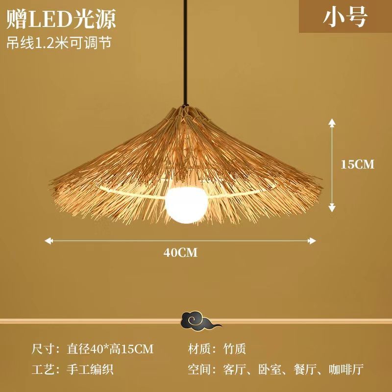 Straw hat chandelier southeast asian rattan creative bamboo art restaurant wedding store hotel b&b lampshade bamboo woven decorative chandelier