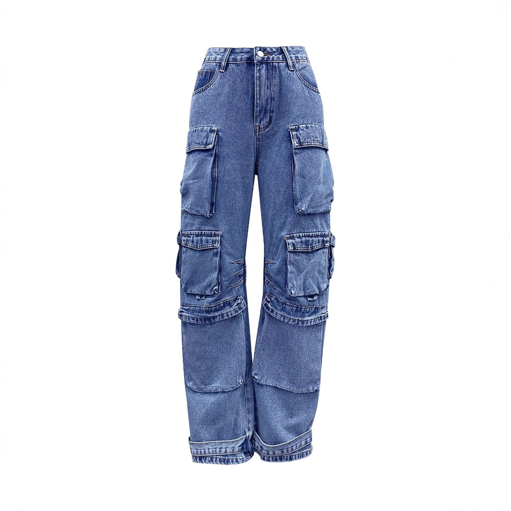In stock - 20551#  cross-border e-commerce women's fashion european and american ins style new trendy cargo denim pants