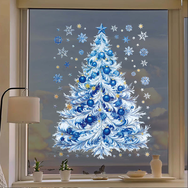 New Christmas decoration electrostatic sticker, double-sided same color, Christmas tree electrostatic window sticker glass sticker double-sided painting