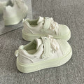 Women's shoes 2026 new spring thick solewhite shoes women's velcro student easiest for match bread shoes heightened casual sneakers