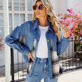 Fashion cross-border foreign trade women's clothing  independent station new washed denim stitching casual jacket outweartops