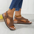 Fashionexportthick solecolorblock roman sandals women's cross-border platform sole velcro open toe beach sandals