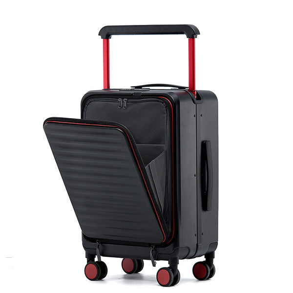 Wide trolley suitcase 20-inch small boarding case PC front open lid trolley case 24-inch suitcase leather case password case