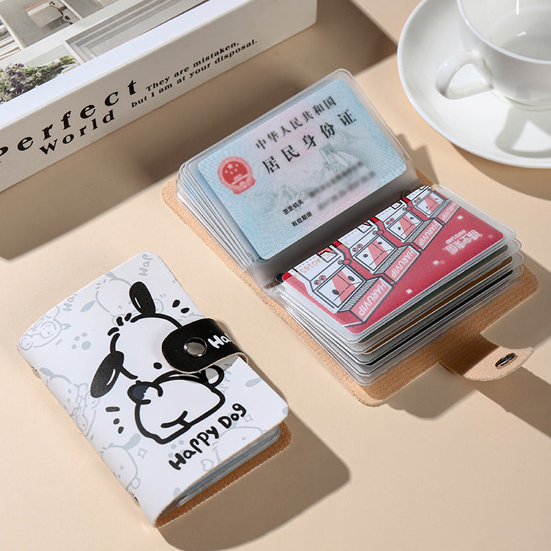 Puppy cartoon card bag, women's personality ultra-thin, portable, compact, anti-degaussing certificate card holder, transparent bank card protection