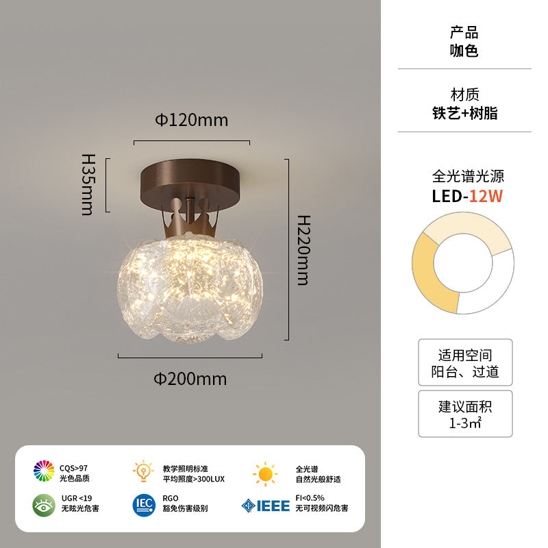 Medieval style resin flower ceiling light corridor aisle light French retro balcony entrance entrance lighting high sense