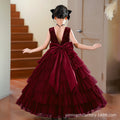 European and american custom girls' formal dress - deep v-back, puffy princess style, children's cake dress, ages 3-6