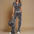 Tk tmeu supply new arrival women's clothing three stripes camouflage american street retrostraight-legcasualtwo-piece set