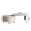 Sintered stone minimalist luxury living room coffee table - modern cream style rotating mobile round coffee table for small apartments