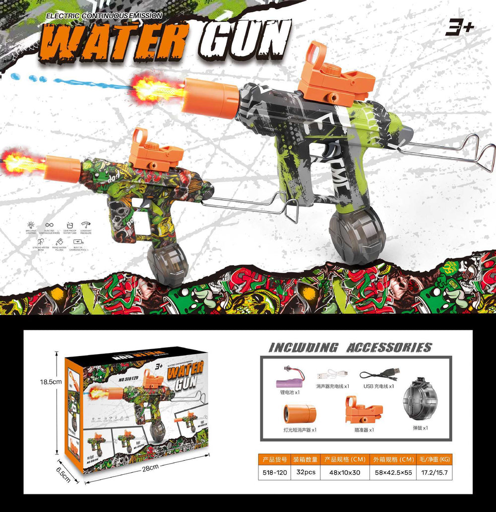 hot-selling uzi kids electric water gun toy large capacity reloading continuous water spray water fight toy wholesale