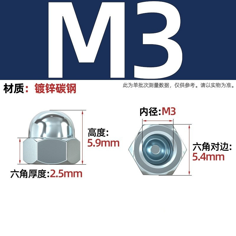 304/201/316 stainless steel round ball head nut cover type decorative screw cap female cap 3M4M5M6M8