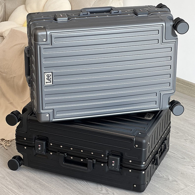 Lee suitcase female business suitcase male brand aluminum frame trolley case silent wheel leather case password box anti-drop