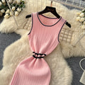Light mature french style sleeveless knittingdress female pure lust style k-style high waist waist silm a-line skirt work clothing