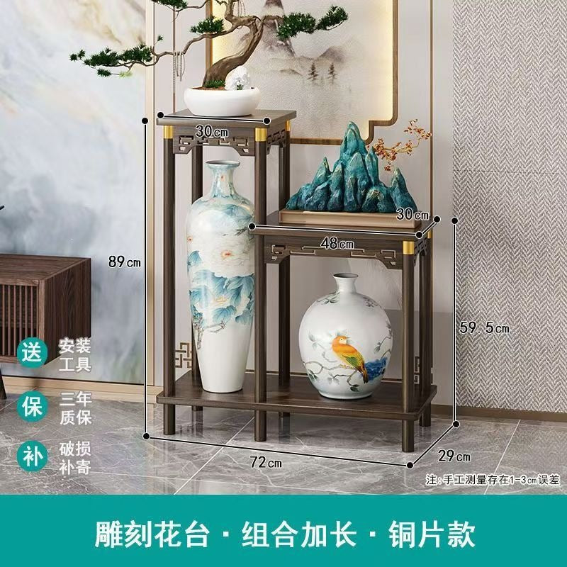 Chinoiserie flower shelf living room floor-standing storage rack balcony flower stand novel stone rack indoor multi-layer flower pot rack vertical