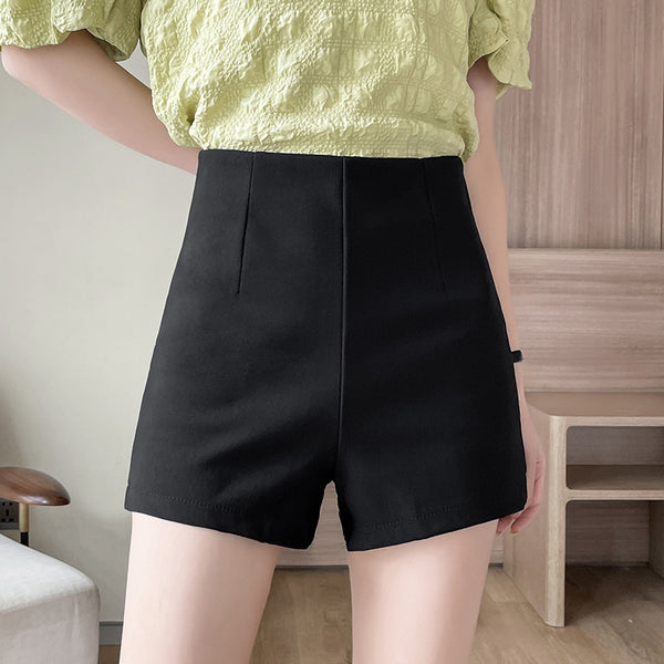 Lower clothes missing black suit shorts summer women wear high waist a word slim bottom anti-light safety pants